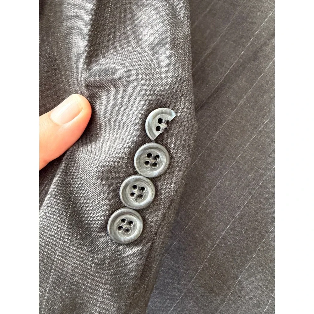 Jos A Bank Estateblazer 44L Gray Windowpane‎ 100% Wool Blazer Sport Coat Mens